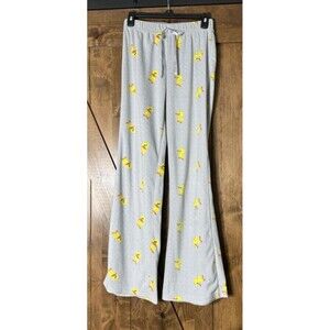 Jim Benton Duckling Duck Fleece Pajama Lounge Pants Gray Yellow Orange Size M‎